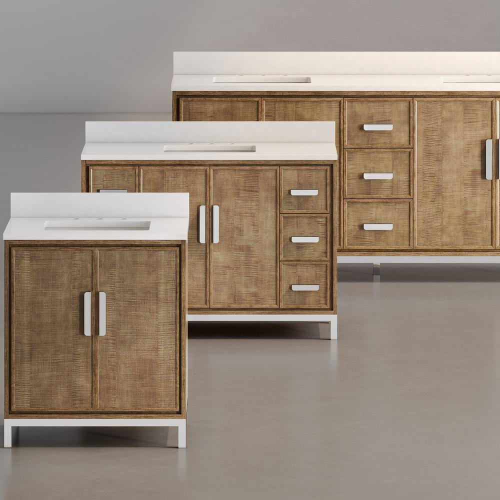 Westin 30" Lustrous Walnut Freestanding Bathroom Vanity with Quartz Top