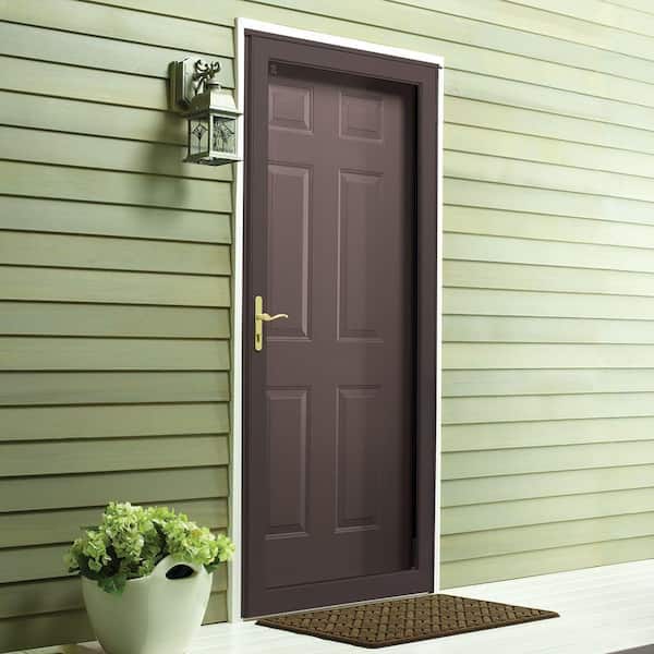 2000 Series 36 in. x 80 in. Bronze Universal Full View Interchangeable Aluminum Storm Door with Brass Hardware