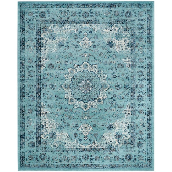 SAFAVIEH Evoke 8 ft. x 10 ft. Light Blue Border Area Rug