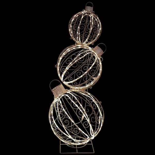 Open Design Stacked Christmas Ornaments Outdoor Decoration-51 in. -Gold-Warm White