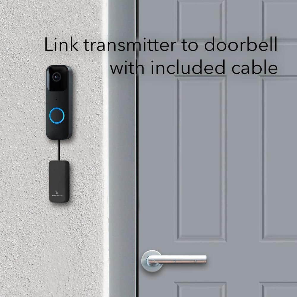Black Wireless Smart Doorbell Chime with LED Light
