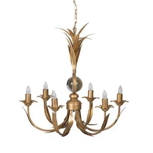 6-Light Gold Pendant Chandelier with Iron Shade