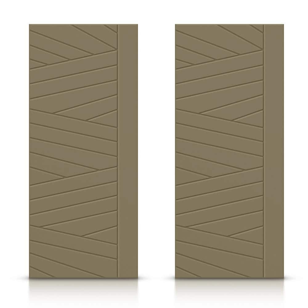 CALHOME 72 in. x 80 in. Hollow Core Olive Green Stained Composite MDF Interior Double Closet Sliding Doors