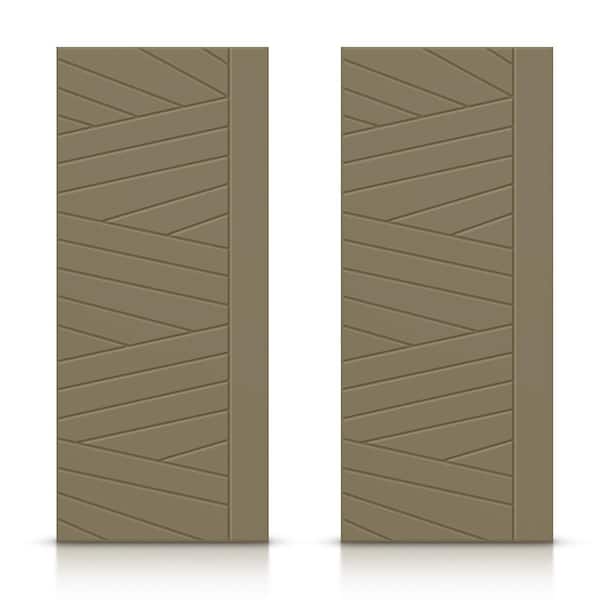 CALHOME 72 in. x 80 in. Hollow Core Olive Green Painted Composite MDF Interior Double Closet Sliding Doors