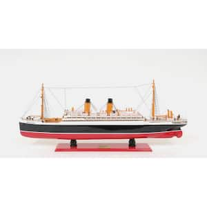 Wood Hand Painted Boat Decorative Sculpture