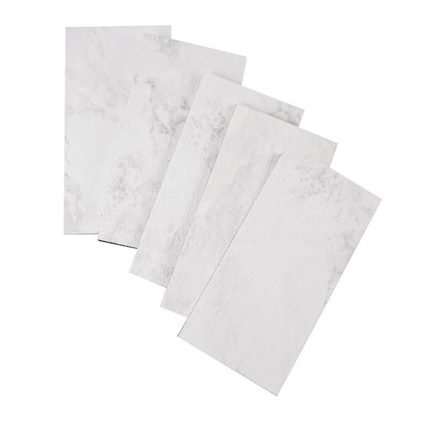 Yipscazo Subway Collection Kara white stone 3 in. x 6 in. PVC Peel and Stick Tile (3.9 sq. ft./32-Sheets)