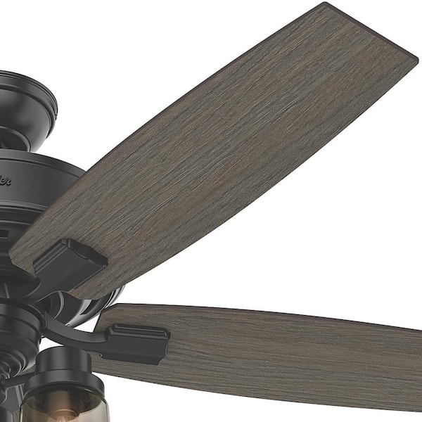 Hunter - Bennett 52 in. LED Indoor Matte Black Ceiling Fan with 3-Light Kit and Handheld Remote Control