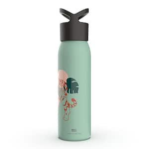 24 oz. The Mighty Jungle Seafoam Reusable Single Wall Aluminum Water Bottle with Threaded Lid