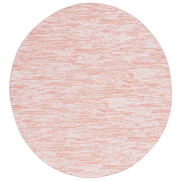 Hampton Terracotta 6 ft. x 6 ft. Abstract Distressed Indoor/Outdoor Round Area Rug
