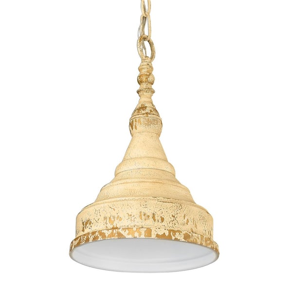 Wellsly 110-Watt 1 Light Antique Tea Stone Pendant Light with Antique Tea Stone Shade, No Bulbs Included