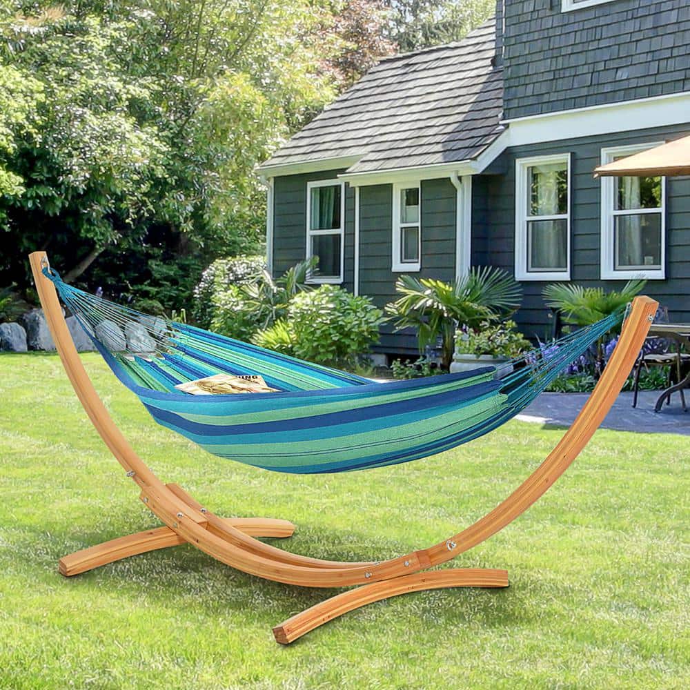 Natural Solid Wood Outdoor Hammock Stand, 128 inches