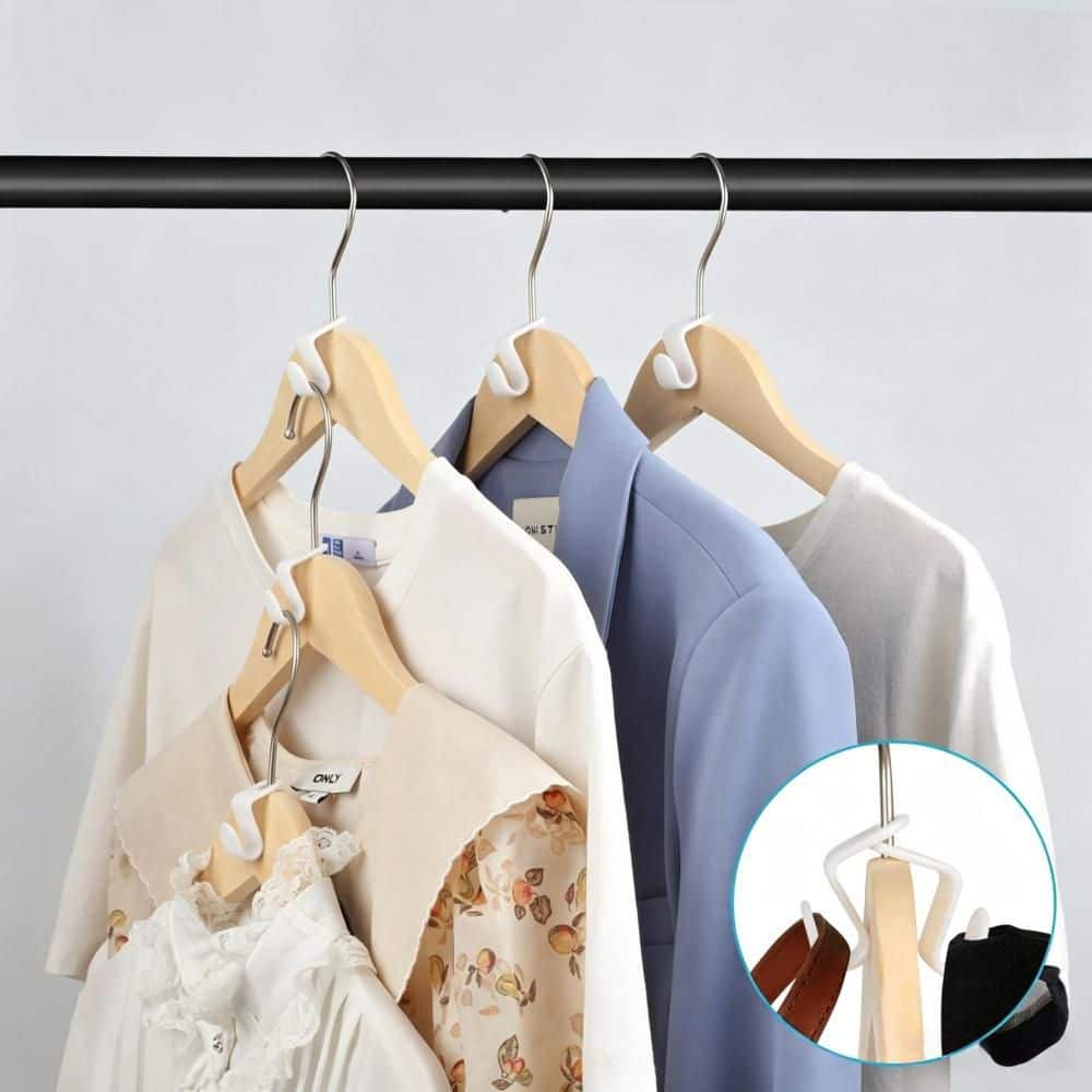 Space Rack Clips Esepony White Hanging Hooks Clips and Pot Racks with Space Saving for ...