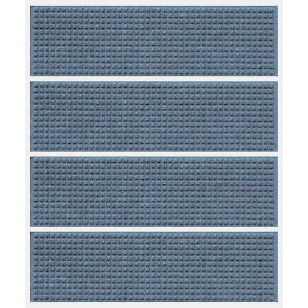 Bungalow Flooring Waterhog Squares 8.5 in. x 30 in. PET Polyester Indoor Outdoor Stair Tread Cover (Set of 4) Bluestone