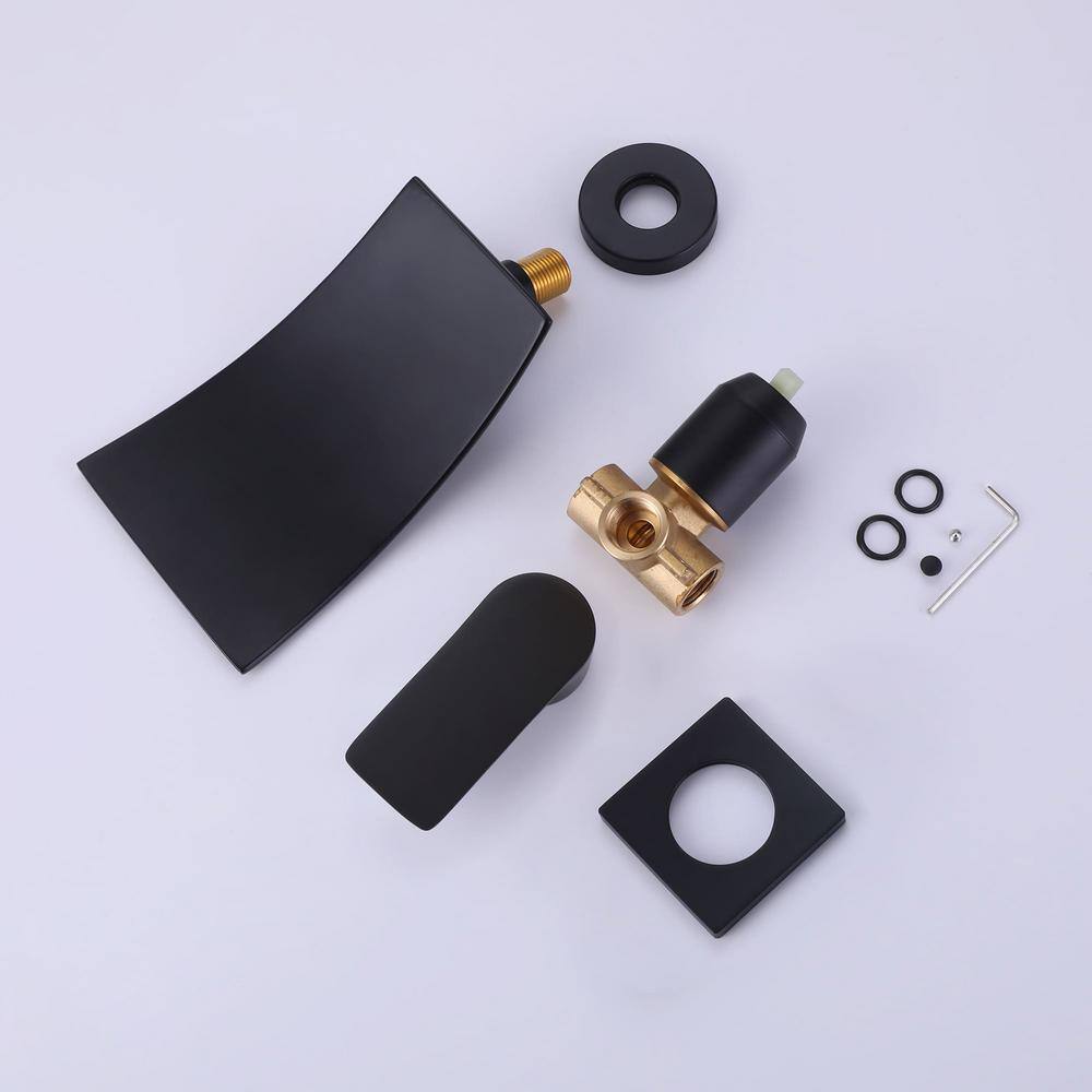 Matte Black Wall-Mounted Waterfall Bathroom Faucet