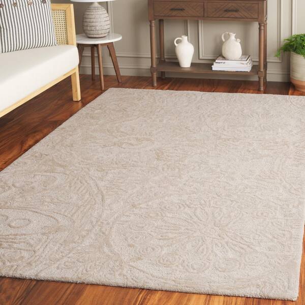 Abstract 4 ft. x 6 ft. Beige/Ivory Persian Area Rug