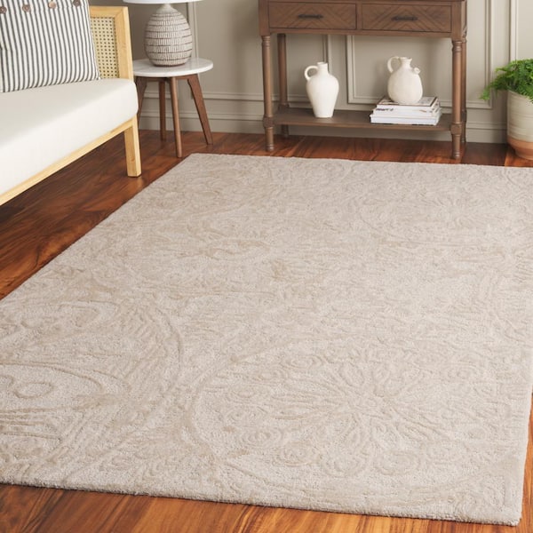 Abstract 5 ft. x 8 ft. Beige/Ivory Unitone Oversized Floral Area Rug