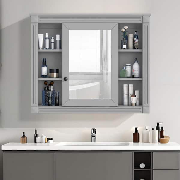 Andrea 35 in. W x 28.7 in. H Large Rectangular Surface Mount Medicine Cabinet with Mirror