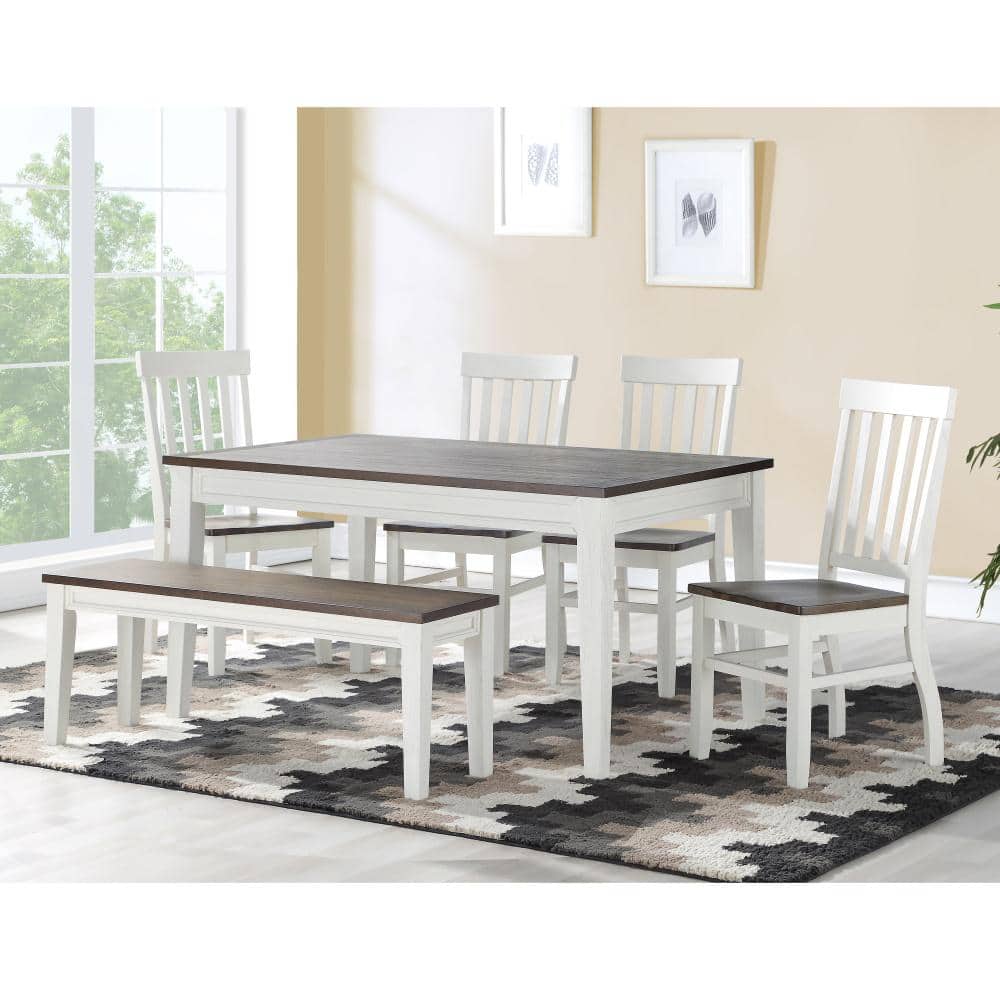 Caylie Two-Tone Ivory and Driftwood Rectangular Dining Table