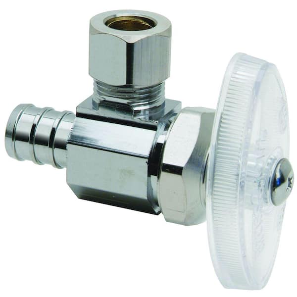 BrassCraft 3/8 in. Crimp PEX Barb Inlet x 3/8 in. Compression Outlet Brass Multi-Turn Angle Valve (5-Pack)