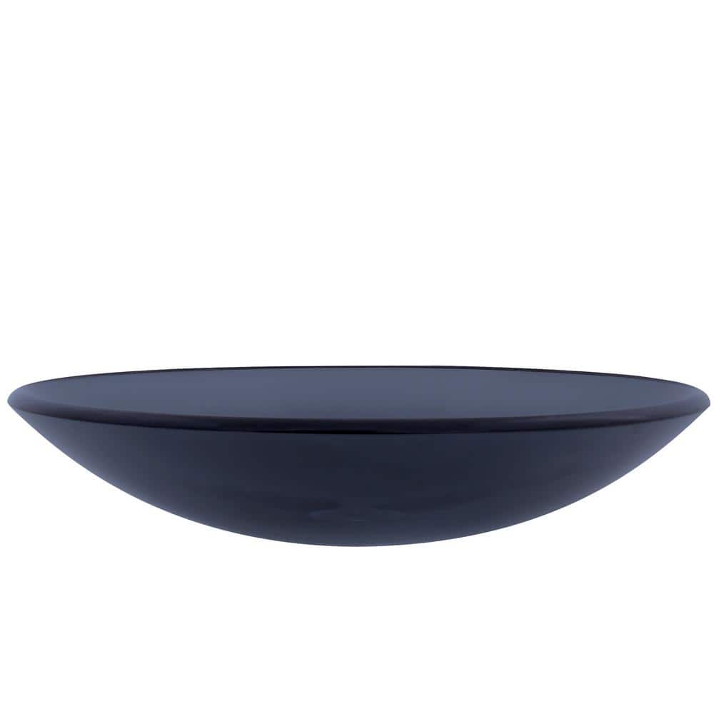 Gray 18'' Round Glass Above-Counter Bathroom Sink