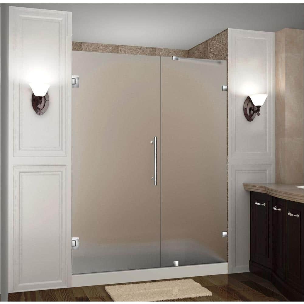 Nautis 60'' x 72'' Frosted Glass Frameless Hinged Shower Door