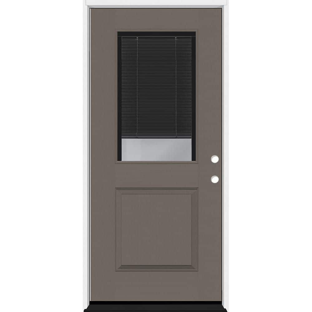 Legacy 36 in. x 80 in. 1/2 Lite Clear Glass Noir Miniblind LHIS Kindling Finish Fiberglass Prehung Door w/4-9/16in. Jamb price history on PriceWatchPro