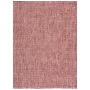 Courtyard Red 4 ft. x 6 ft. Abstract Distressed Indoor/Outdoor Patio  Area Rug