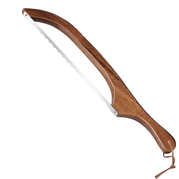 10.8 in. Stainless Steel Tang Serrated Edge Bread Knife with Wood Handle, Bow Design Easy to Cutting Even Slices