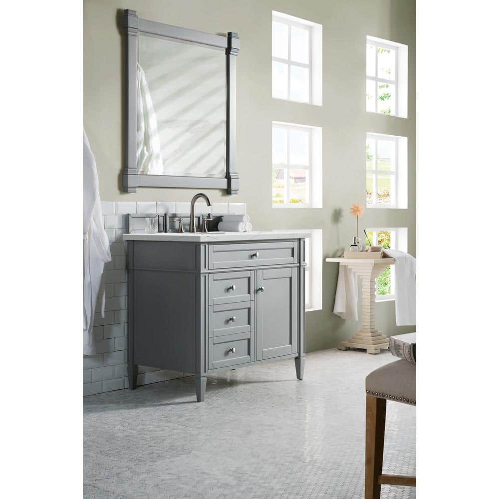 Brittany 36.0 in. W x 23.5 in. D x 34 in. H Bathroom Vanity in Urban Gray with Ethereal Noctis Quartz Top price history on PriceWatchPro