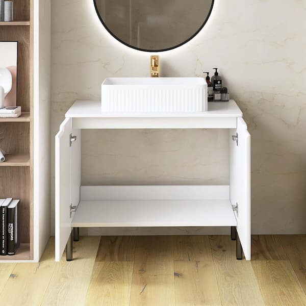Yingze 30 in. Freestanding Single Sink White Bath Vanity with