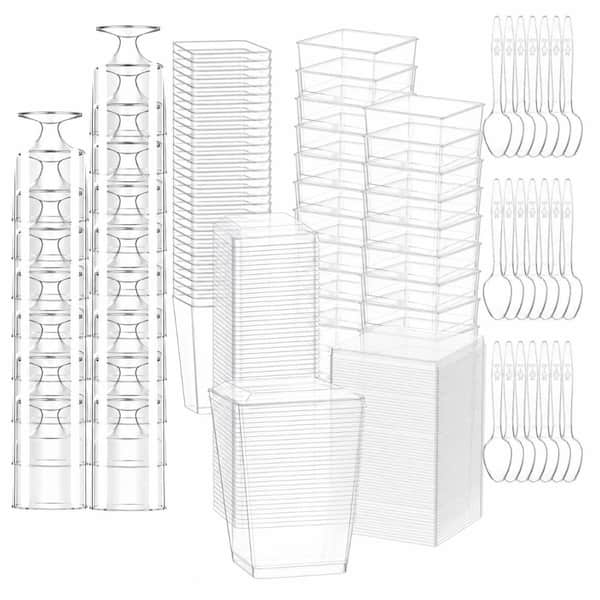 Mini 5 fl. oz. Clear Plastic Dessert Cups with Lids 1.5 in. W x 2 in. H Appetizer Parfait Dessert Set