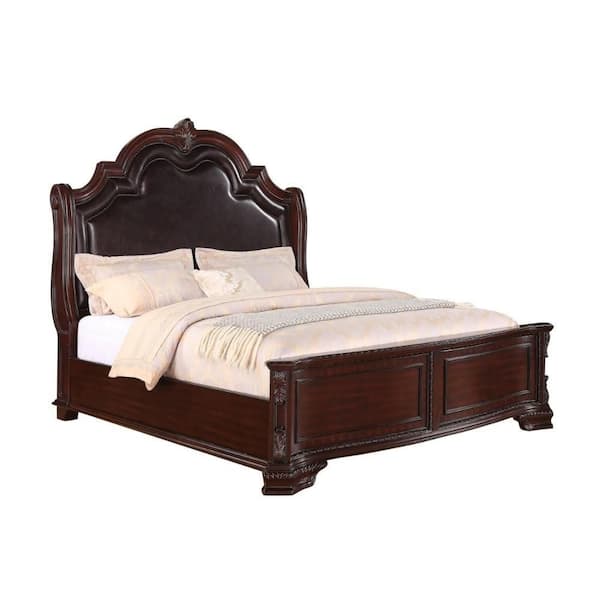 Chef Dark Brown Wood Frame King Size Platform Bed
