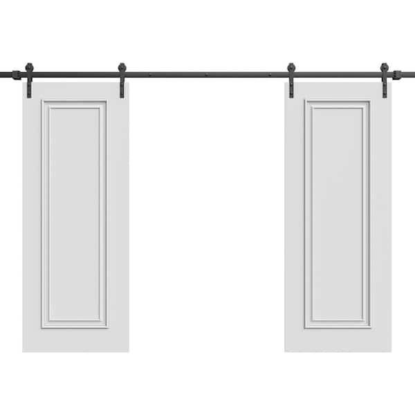 7811 72 in. x 84 in. Sold Core White Enamel Color Wood Sliding Barn Door with Hardware Kit