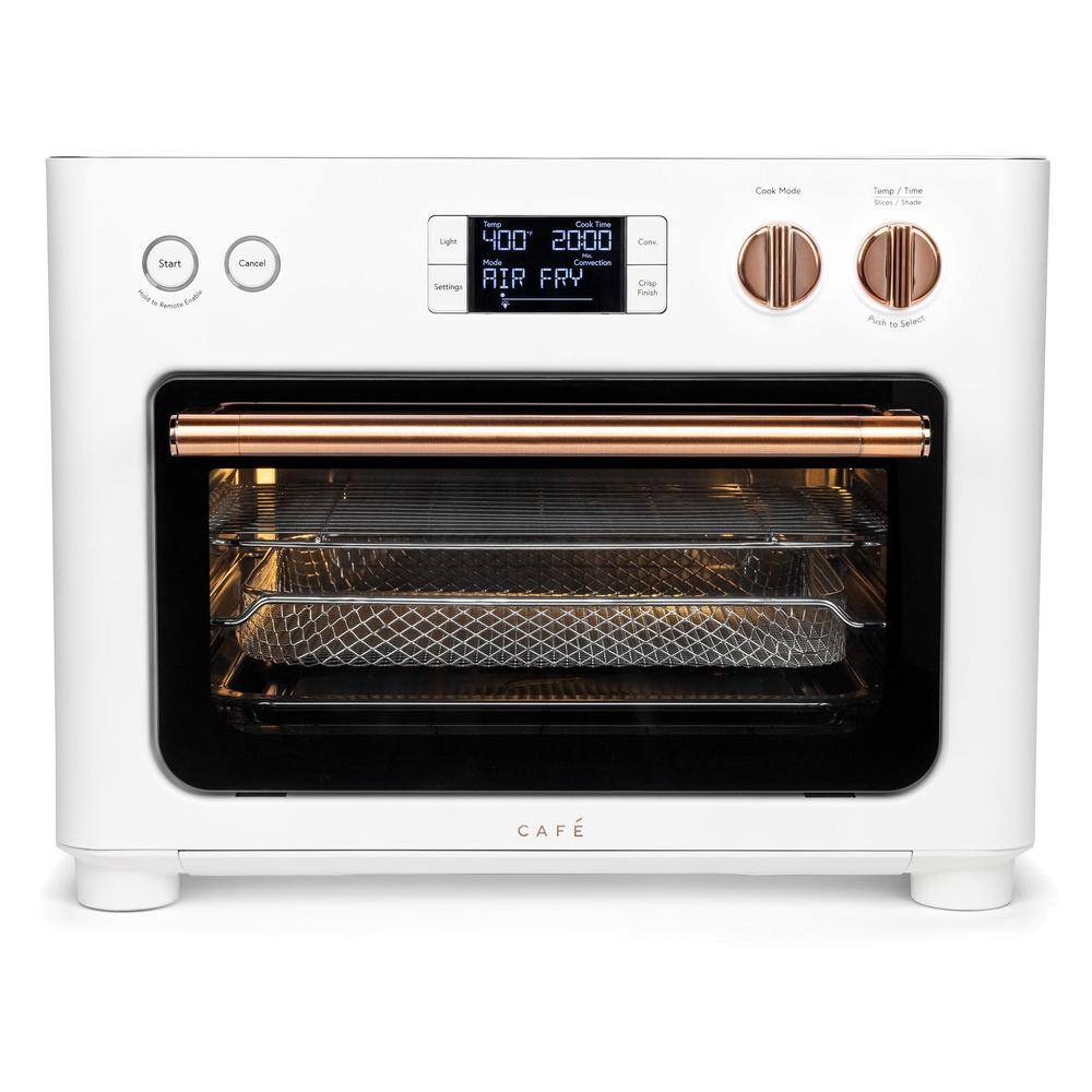 Café Matte White Air Fryer Toaster Oven with Copper Accents