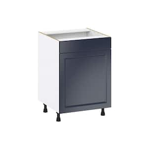 Devon 24 in. W x 24 in. D x 34.5 in. H Painted Blue Shaker Assembled Sink Base Kitchen Cabinet with a False Front