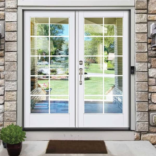 60 in. x 80 in. Smooth White Left-Hand Composite Sliding Patio Door with 15-Lite GBG 60 in. x 80 in. Smooth White Left-Hand Composite Sliding Patio Door with 15-Lite GBG