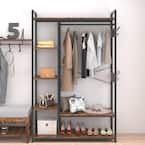 YOFE Light Ivory Wooden Clothes Rack with Metal Frame Closet