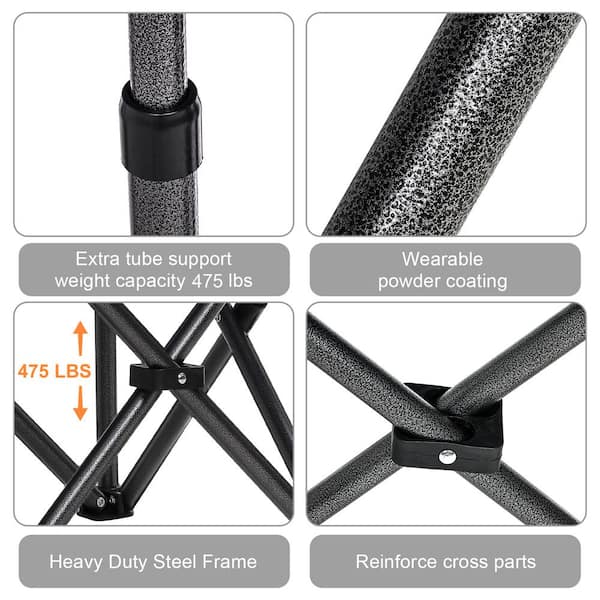 39.5" x25" x 39.5" Heavy duty steel frame Folding Camping Chairs Weight capacity 450 lbs cup holder and cooler bags Blue