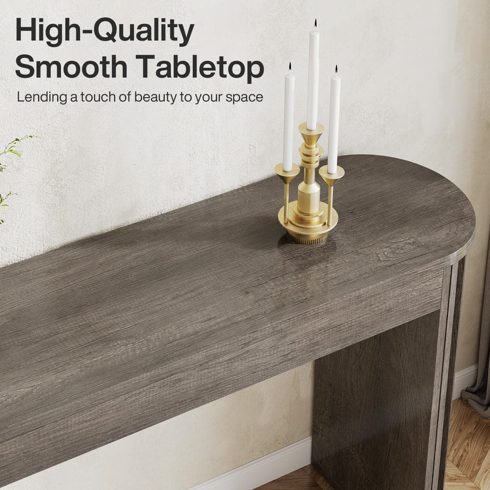 Gray Engineered Wood Farmhouse Console Table with Storage