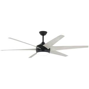Windward 68 in. White Color Changing Integrated LED Matte Black Ceiling Fan with Light Kit, DC Motor and Remote