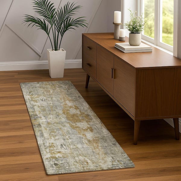 Chantille Machine Washable Indoor/Outdoor Abstract ACN2310 Pewter 2 ft. 3 in. x 7 ft. 6 in. Runner Rug