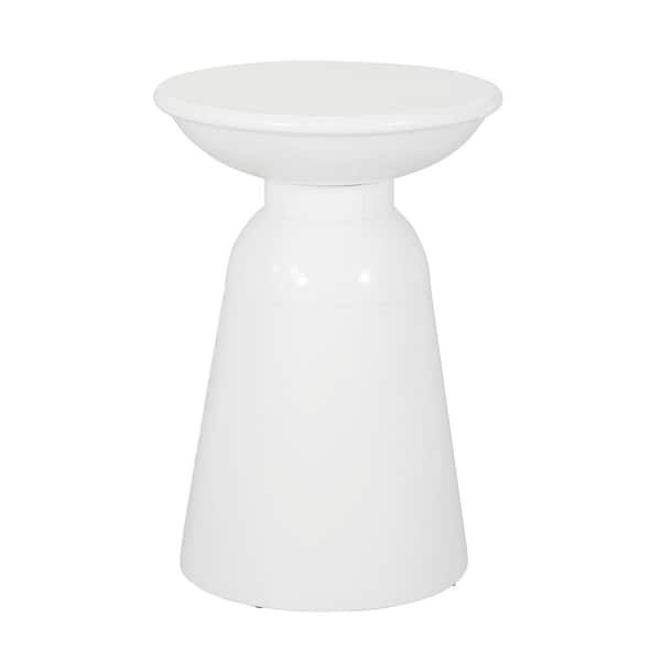 Tenleaf White Metal 20.75 in. Height Outdoor Side Table