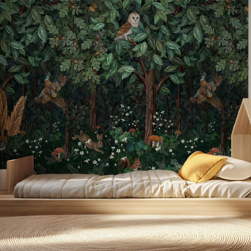 Woodland Mural Premium Matte Non Woven Wallpaper (4 panels total 64.30 Sq ft) price history on PriceWatchPro
