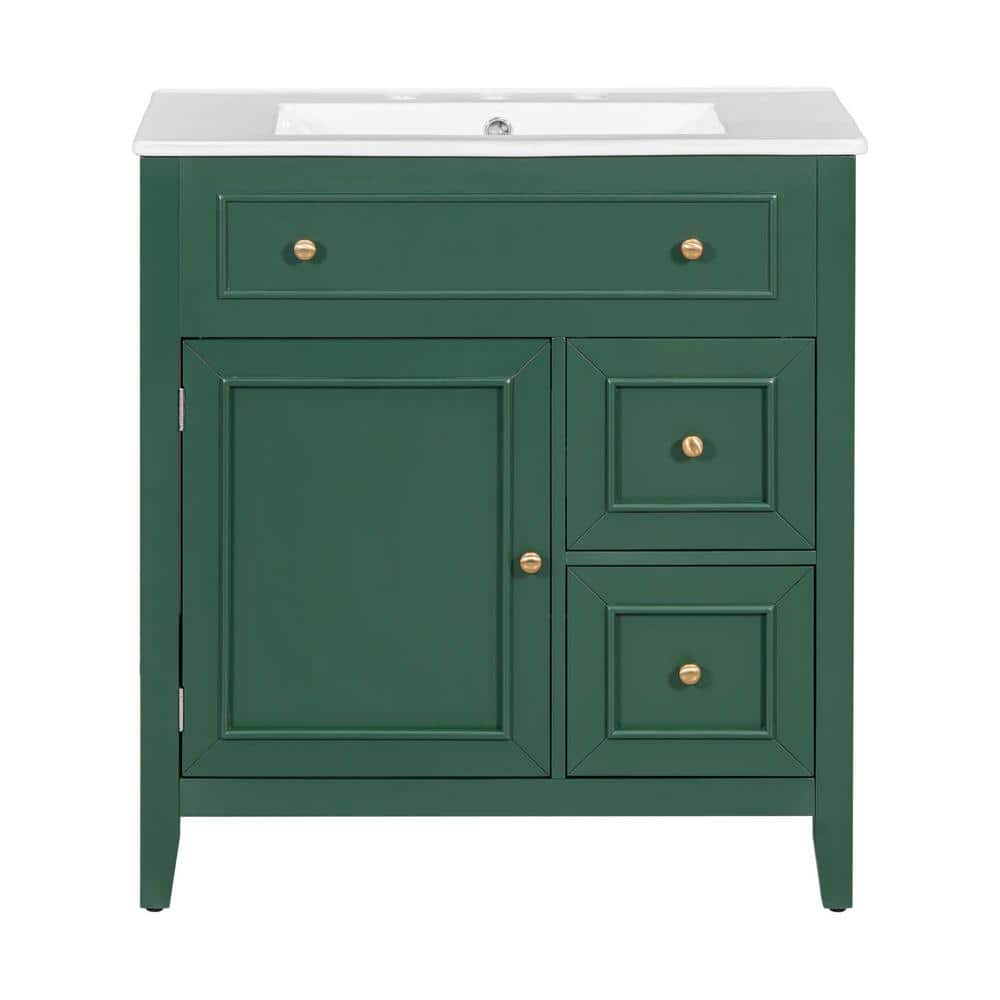 30 in. W x 18.3 in. D x 32.5 in. H Freestanding Bath Vanity in Green with W