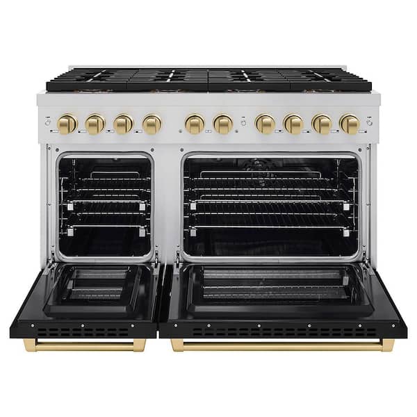 Autograph 48 in. 6.7 cu. ft. Paramount Dual Fuel Range with 8 DuoPro Burners with Black Matte Doors and Champagne Bronze