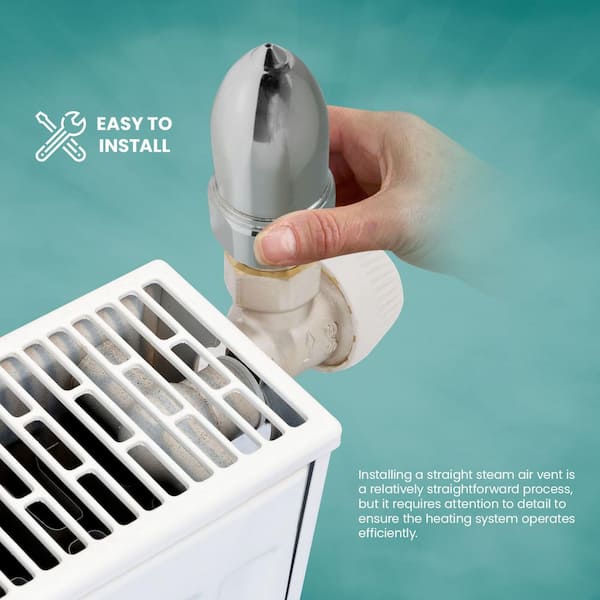 PLUMBFLEX 1/8 Chrome Straight Steam Air Vent Radiator Valve