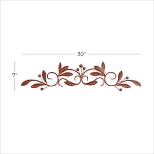 32 in. x  8 in. Metal Brown Leaf Wall Decor