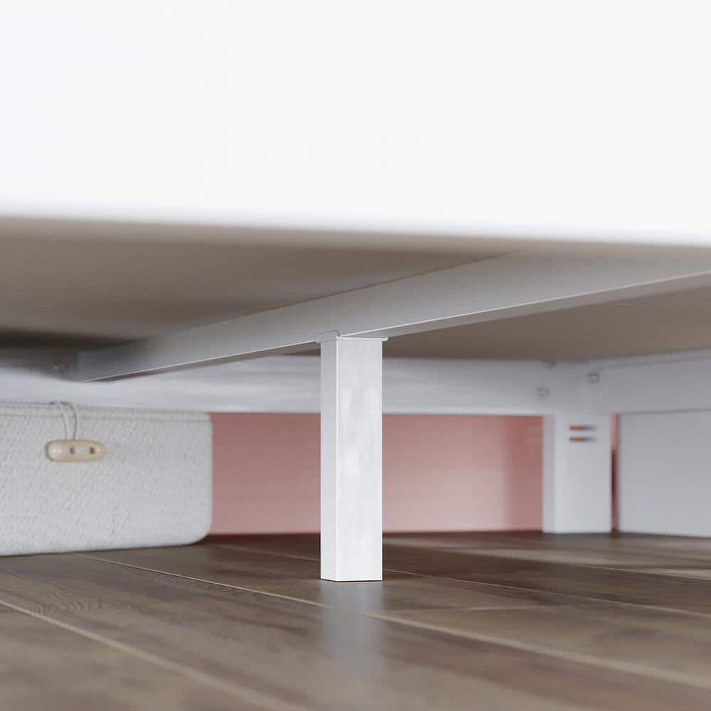 Arnav White Full Metal Platform Bed Frame with Slats