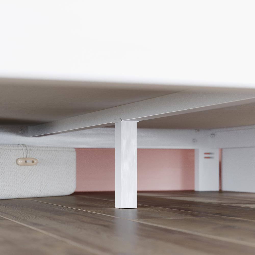 Arnav White King Metal Platform Bed Frame with Slats