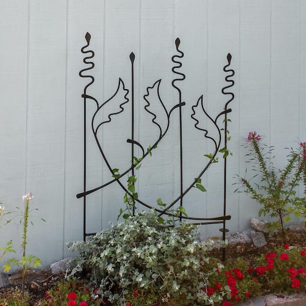 Garden Trellis - Decorative Metal Panel for Climbing Plants & Flowers Set of 2 - 52 & 57 in Black